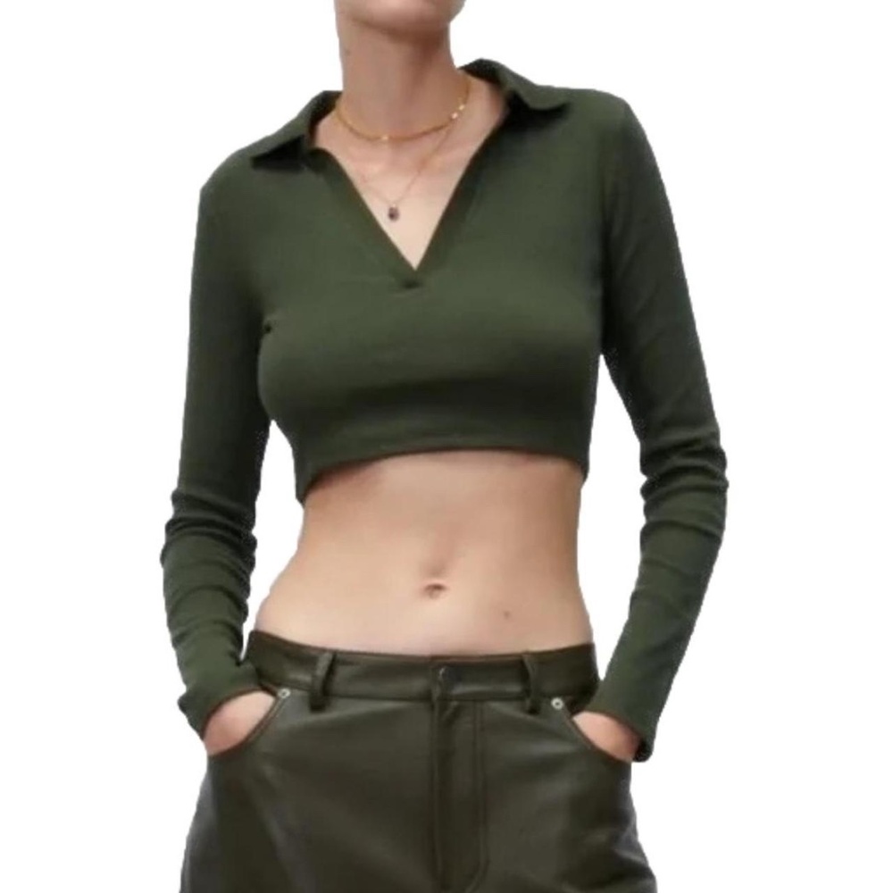 ✰zara cropped long sleeve collared shirt✰